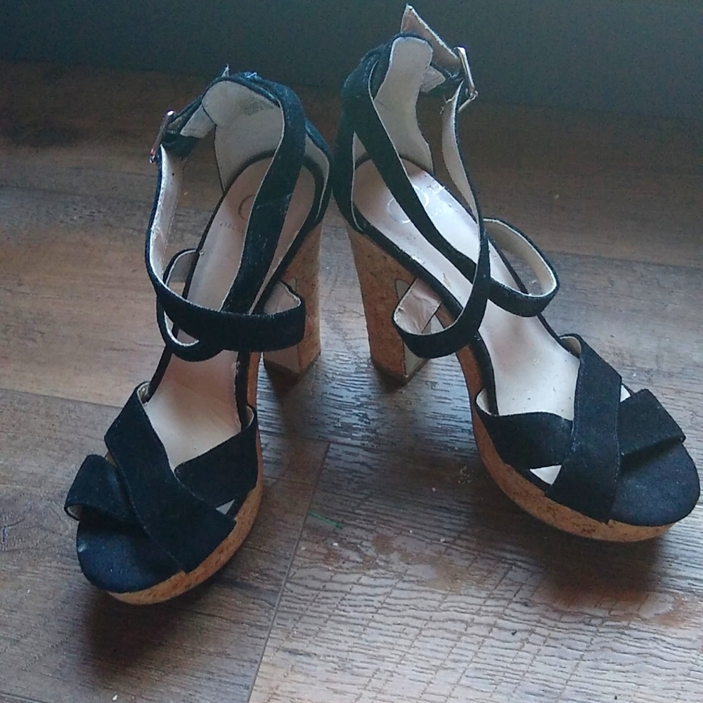Kelsi Dagger Malyssa Open Peep Toe Heel Platform Suede Sandals Shoes